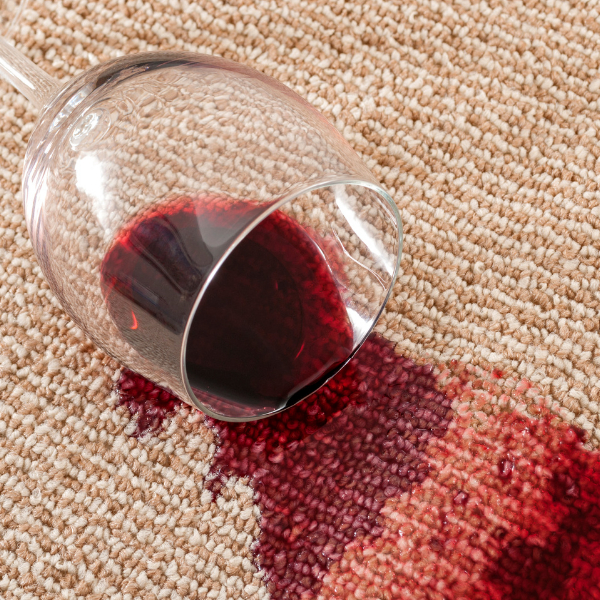 Carpet Cleaning Niagara - Tips that Will Prevent Post-Holiday Blues - red wine spilled from a glass onto carpet